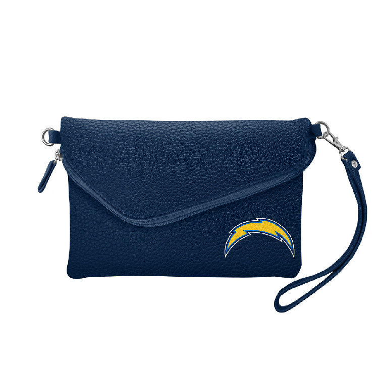 Los Angeles Chargers Purse Pebble Fold Over Crossbody Navy