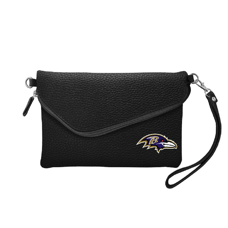 Baltimore Ravens Purse Pebble Fold Over Crossbody Black