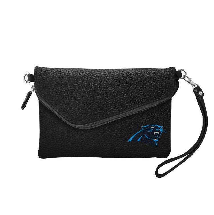 Carolina Panthers Purse Pebble Fold Over Crossbody Black