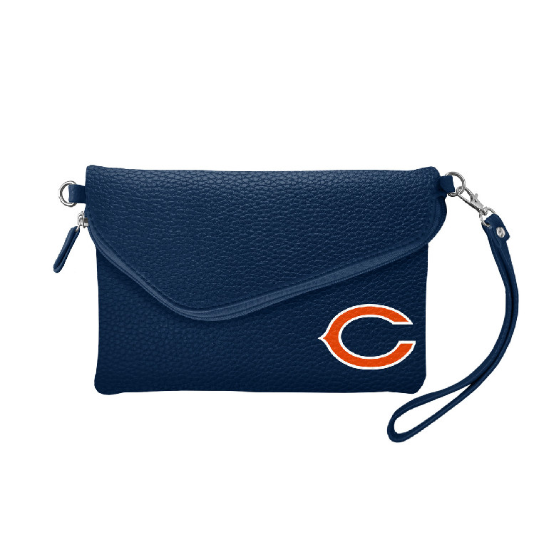 Chicago Bears Purse Pebble Fold Over Crossbody Navy