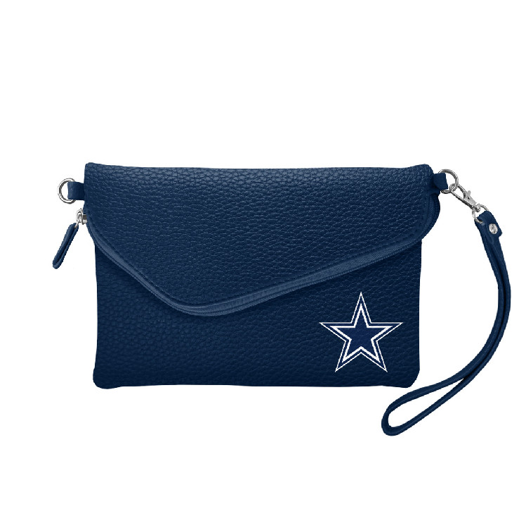 Dallas Cowboys Purse Pebble Fold Over Crossbody Navy