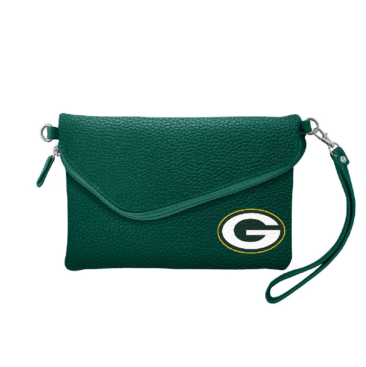 Green Bay Packers Purse Pebble Fold Over Crossbody Green