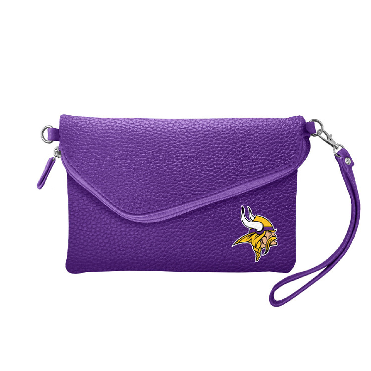 Minnesota Vikings Purse Pebble Fold Over Crossbody Purple