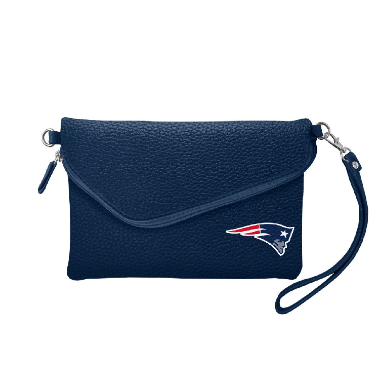 New England Patriots Purse Pebble Fold Over Crossbody Navy