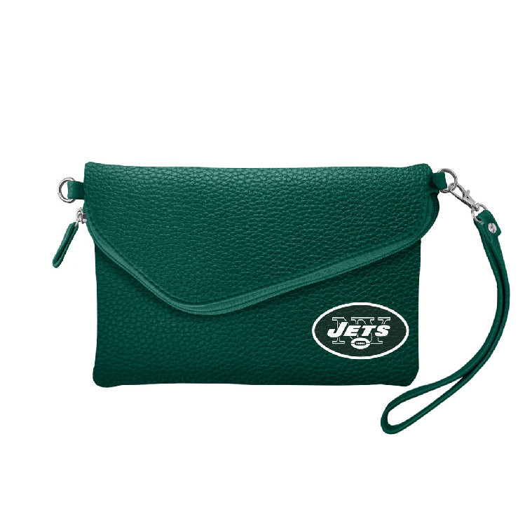 New York Jets Purse Pebble Fold Over Crossbody Green