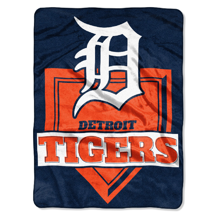 Detroit Tigers Blanket 60x80 Raschel Home Plate Design