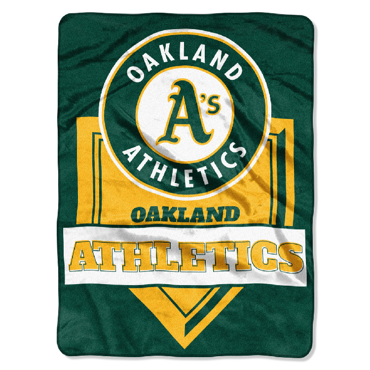 Oakland Athletics Blanket 60x80 Raschel Home Plate Design