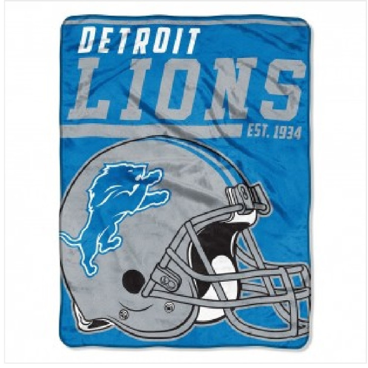 Detroit Lions Blanket 46x60 Micro Raschel Varisty Design Rolled