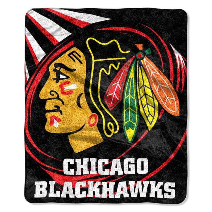 Northwest Company Chicago Blackhawks Blanket 50x60 Sherpa Puck Design