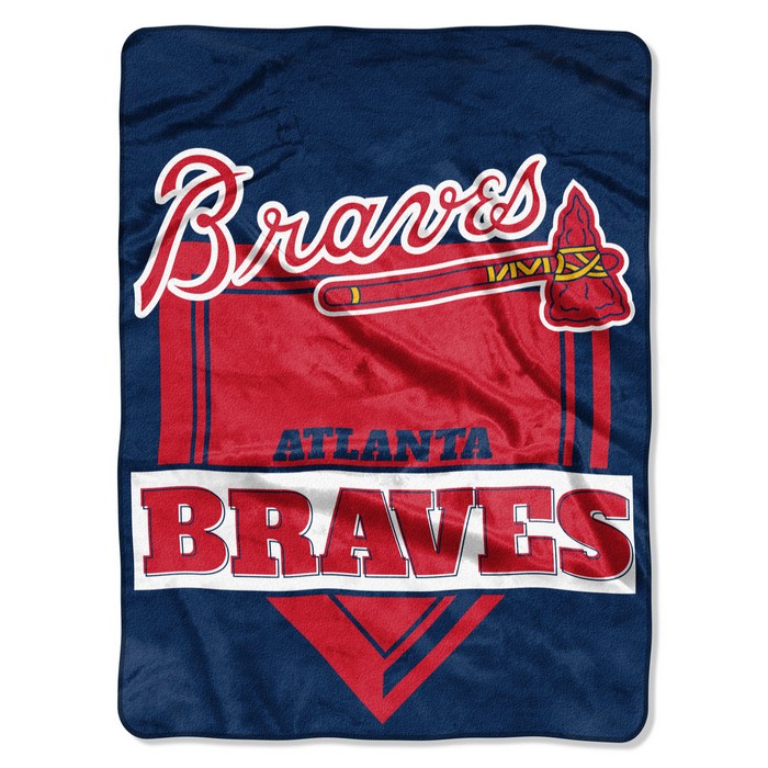 Atlanta Braves Blanket 60x80 Raschel Home Plate Design