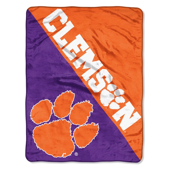 Northwest Company Clemson Tigers Blanket 46x60 Micro Raschel Halftone Design Rolled -