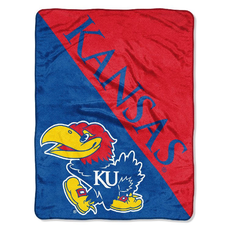 Kansas Jayhawks Blanket 46x60 Micro Raschel Halftone Design Rolled