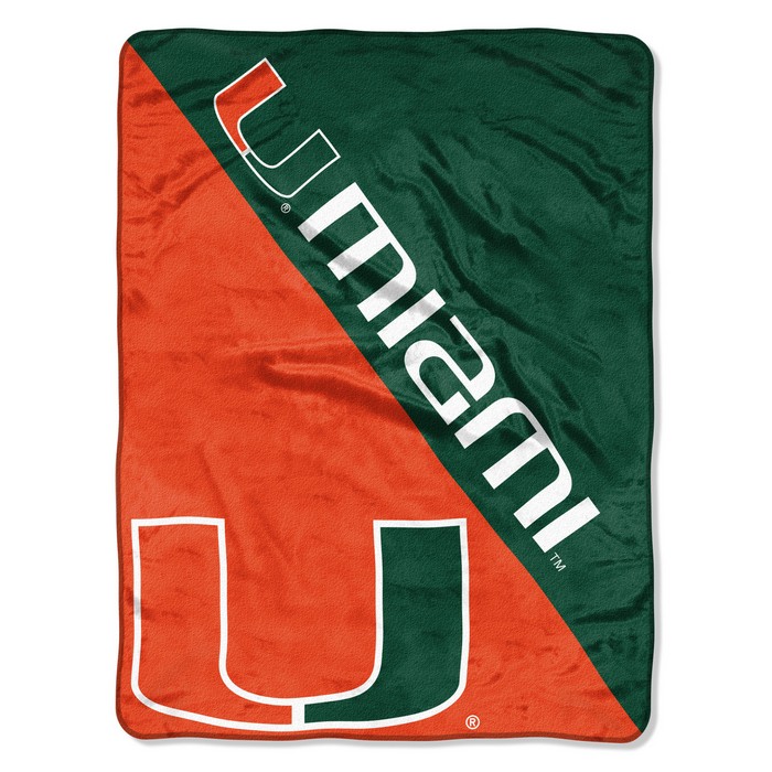 Northwest Company Miami Hurricanes Blanket 46x60 Micro Raschel Halftone Design Rolled