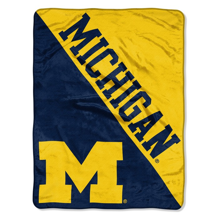 Northwest Company Michigan Wolverines Blanket 46x60 Micro Raschel Halftone Design Rolled