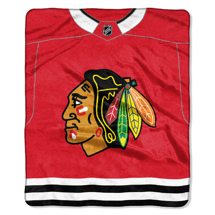 Chicago Blackhawks Blanket 50x60 Raschel Jersey Design