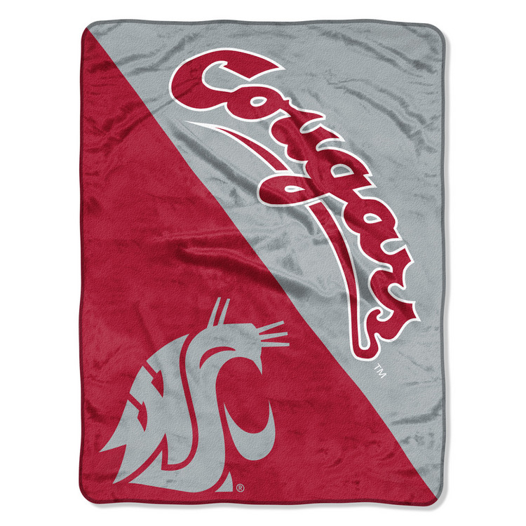 Washington State Cougars Blanket 46x60 Micro Raschel Halftone Design Rolled