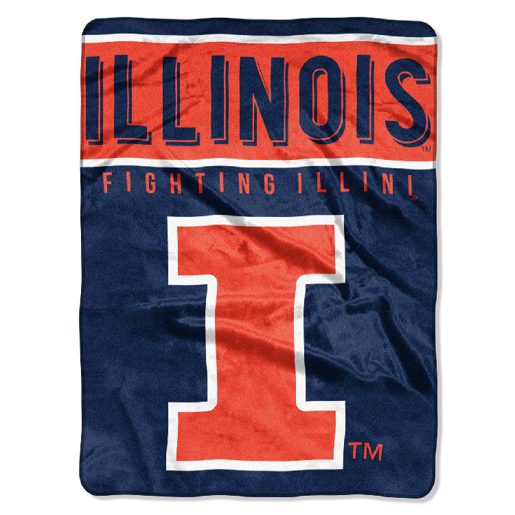 Illinois Fighting Illini Blanket 60x80 Raschel Basic Design