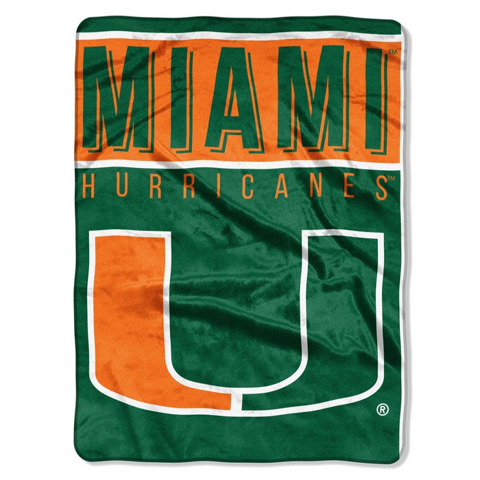 Miami Hurricanes Blanket 60x80 Raschel Basic Design