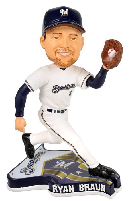 Milwaukee Brewers Ryan Braun Forever Collectibles Pennant Base Bobblehead