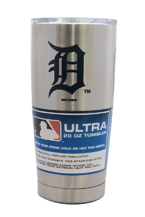 Detroit Tigers Travel Tumbler 20oz Ultra Silver CO