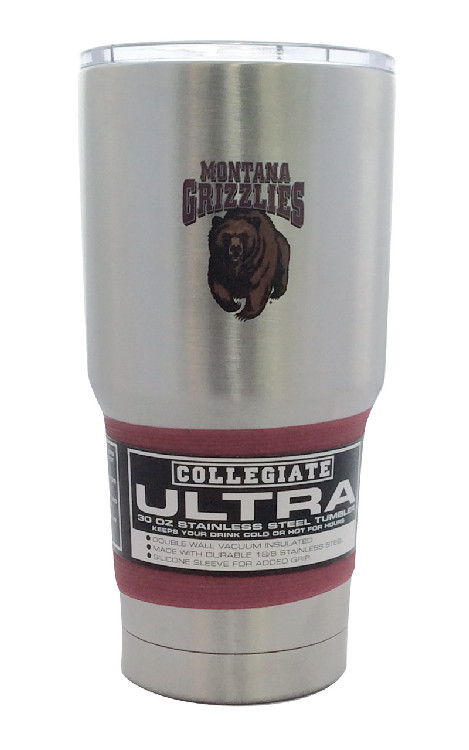 Montana Grizzlies Travel Tumbler 30oz Silver CO