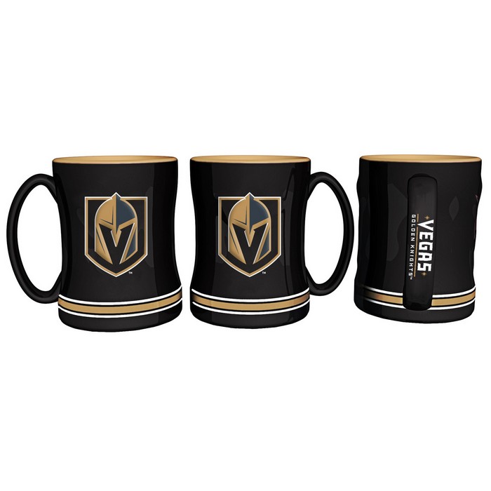 BOELTER Vegas Golden Knights Coffee Mug 14oz Sculpted Relief Black