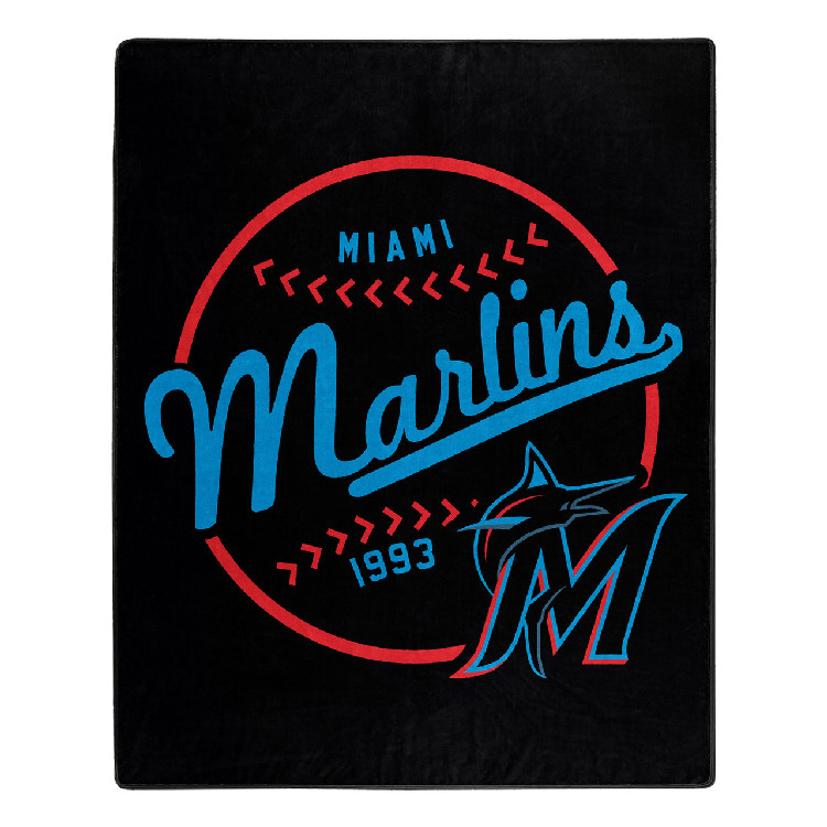 Miami Marlins Blanket 50x60 Raschel Moonshot Design