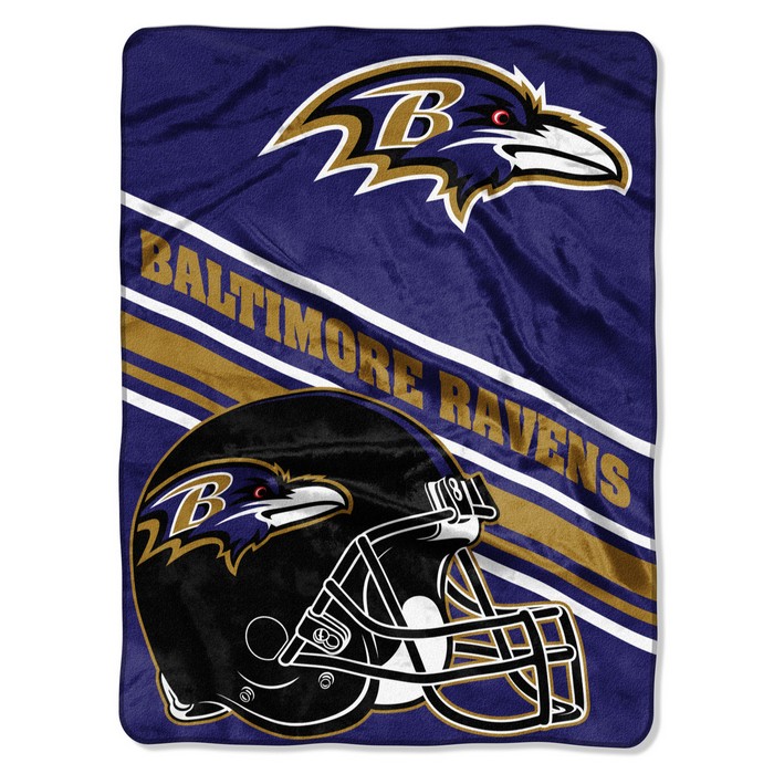 Baltimore Ravens Blanket 60x80 Raschel Slant Design