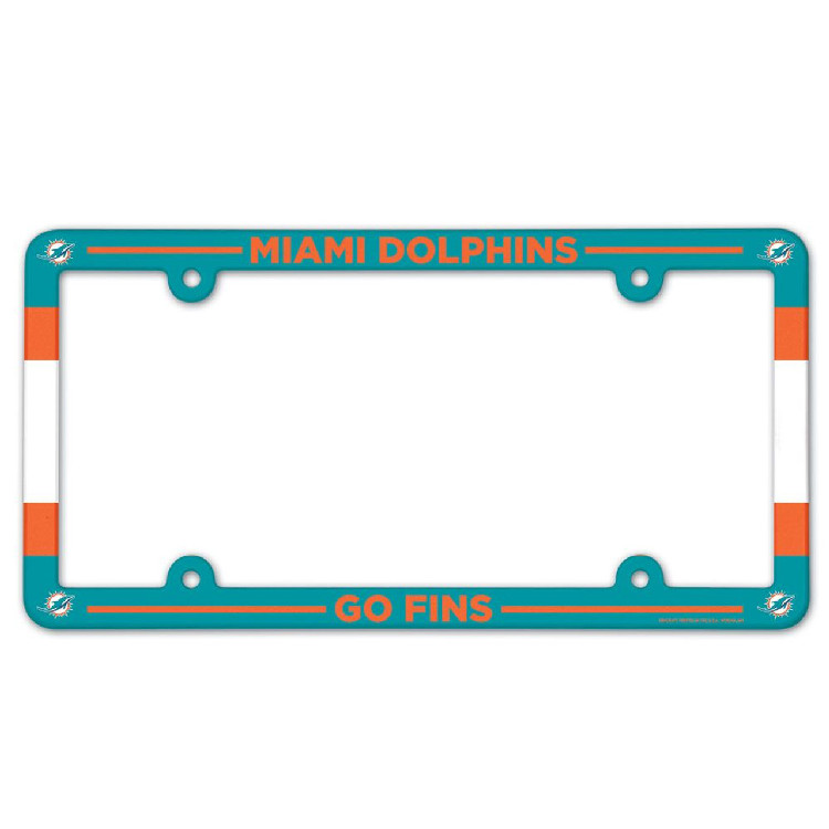 Miami Dolphins License Plate Frame Plastic Full Color Style