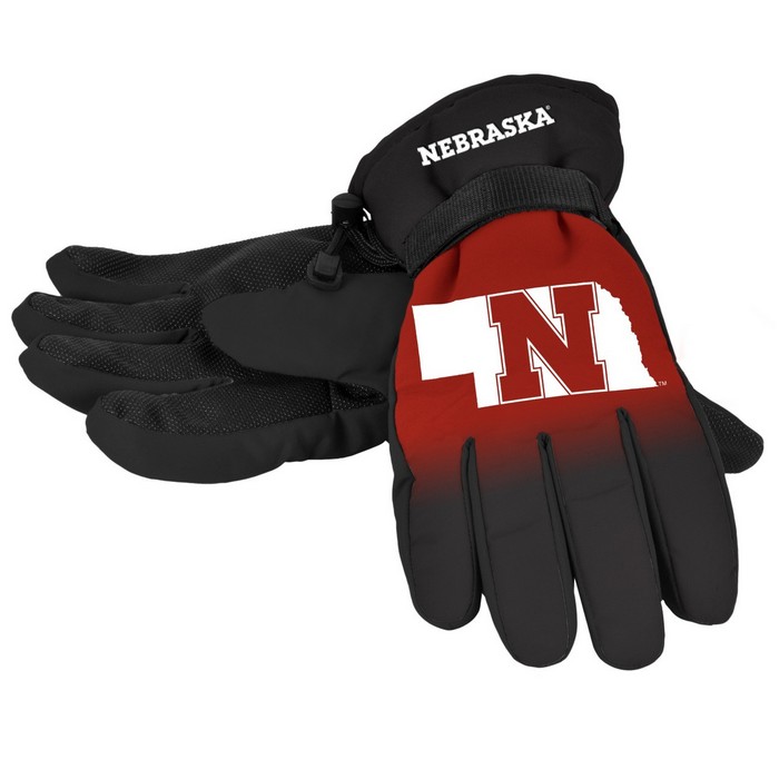 Nebraska Cornhuskers Gloves Insulated Gradient Big Logo Size Large/X-Large