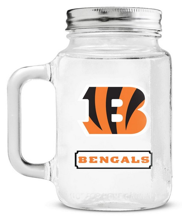 Cincinnati Bengals Mason Jar Glass With Lid