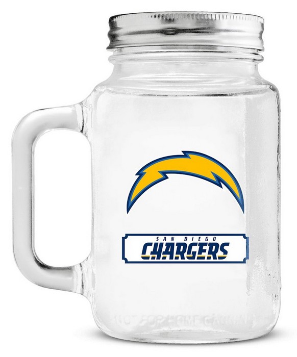 San Diego Chargers Mason Jar Glass With Lid