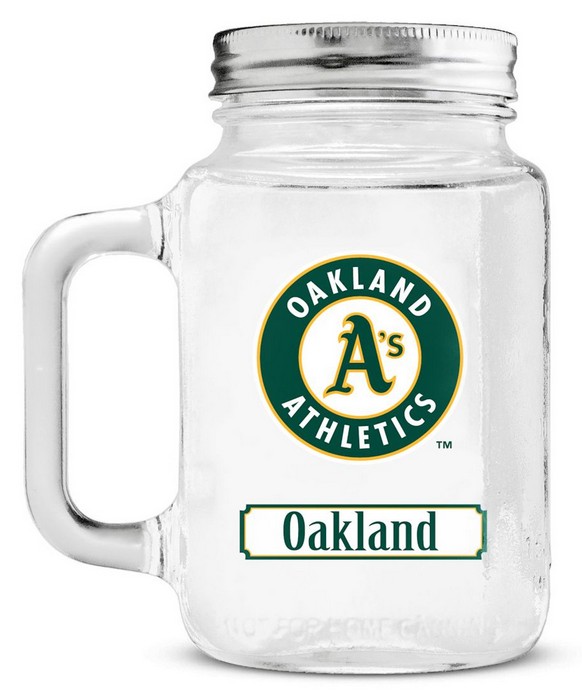 Oakland Athletics Mason Jar Glass With Lid