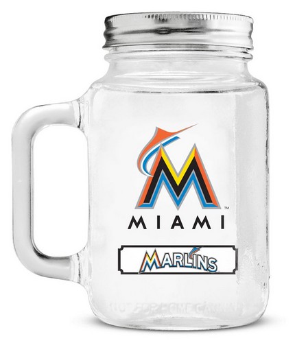 Duck House Miami Marlins Mason Jar Glass With Lid