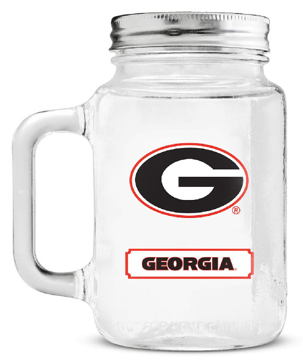 Georgia Bulldogs Mason Jar Glass With Lid