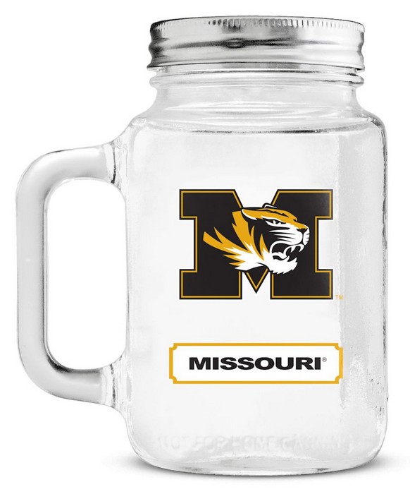 Missouri Tigers Mason Jar Glass With Lid