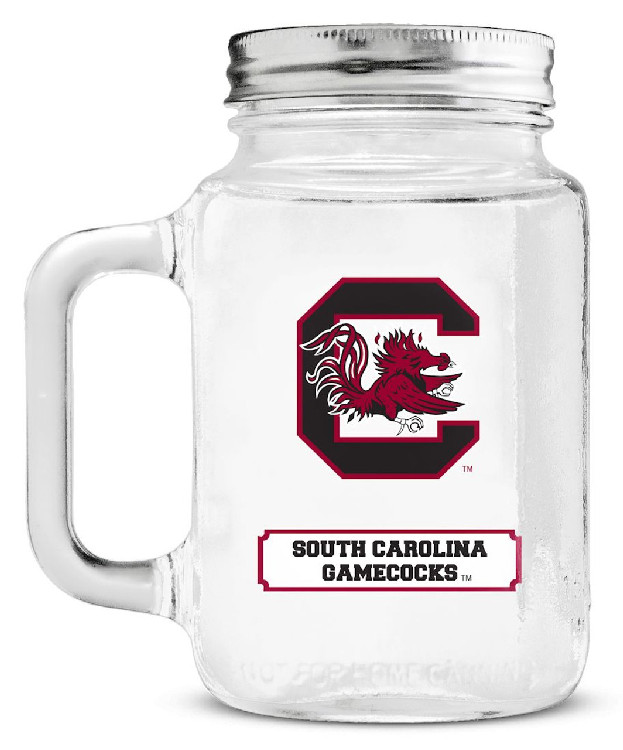 South Carolina Gamecocks Mason Jar Glass With Lid