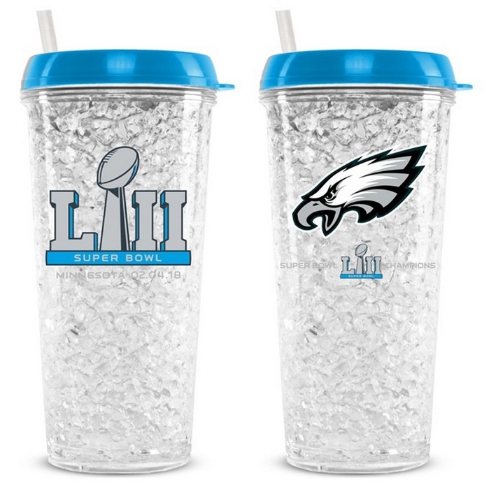 Philadelphia Eagles Tumbler 16oz Crystal Freezer Style Super Bowl 52 Champs