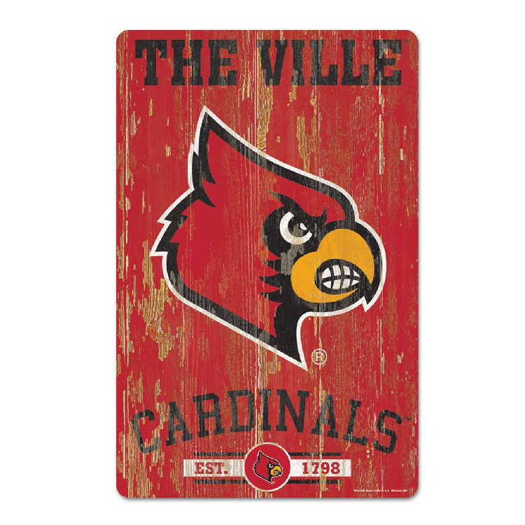 Louisville Cardinals Sign 11x17 Wood Slogan Design