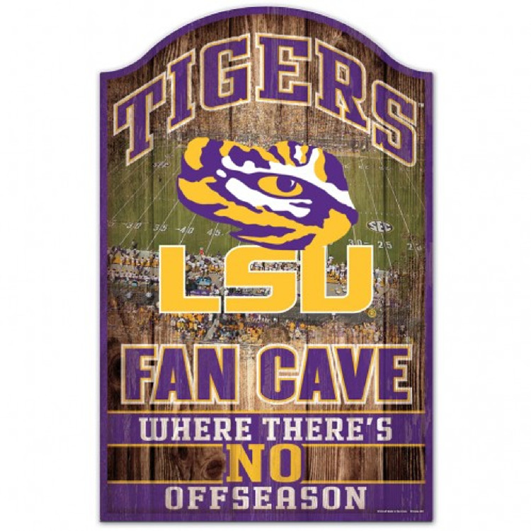 LSU Tigers Sign 11x17 Wood Fan Cave Design