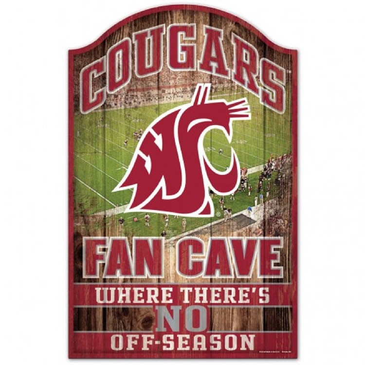 Washington State Cougars Sign 11x17 Wood Fan Cave Design