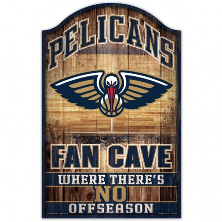 New Orleans Pelicans Sign 11x17 Wood Fan Cave Design