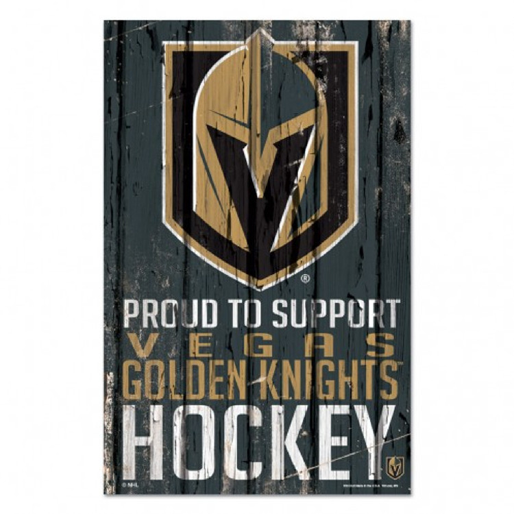 Vegas Golden Knights Sign 11x17 Wood Proud to Support Design