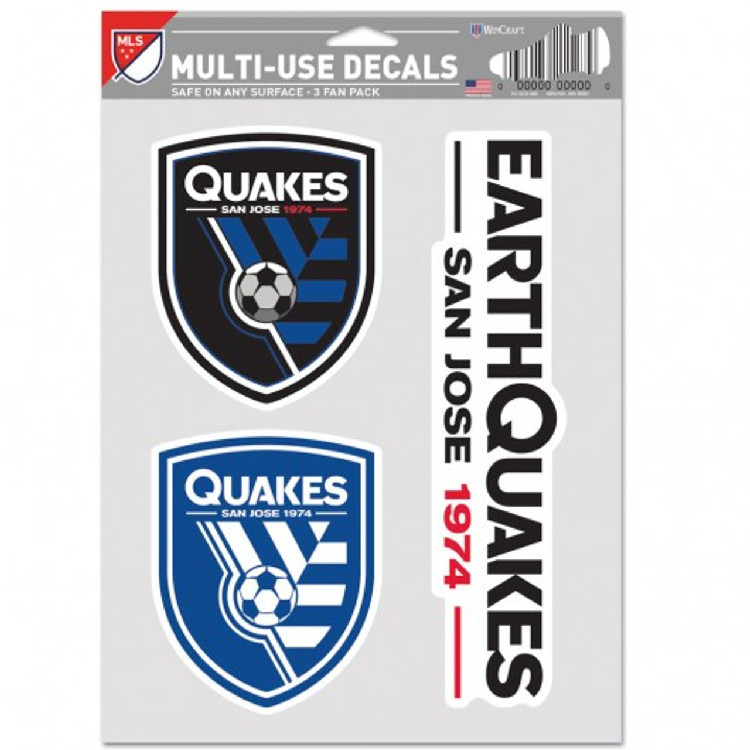 San Jose Earthquakes Decal Multi Use Fan 3 Pack