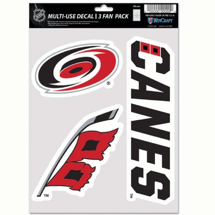 Carolina Hurricanes Decal Multi Use Fan 3 Pack