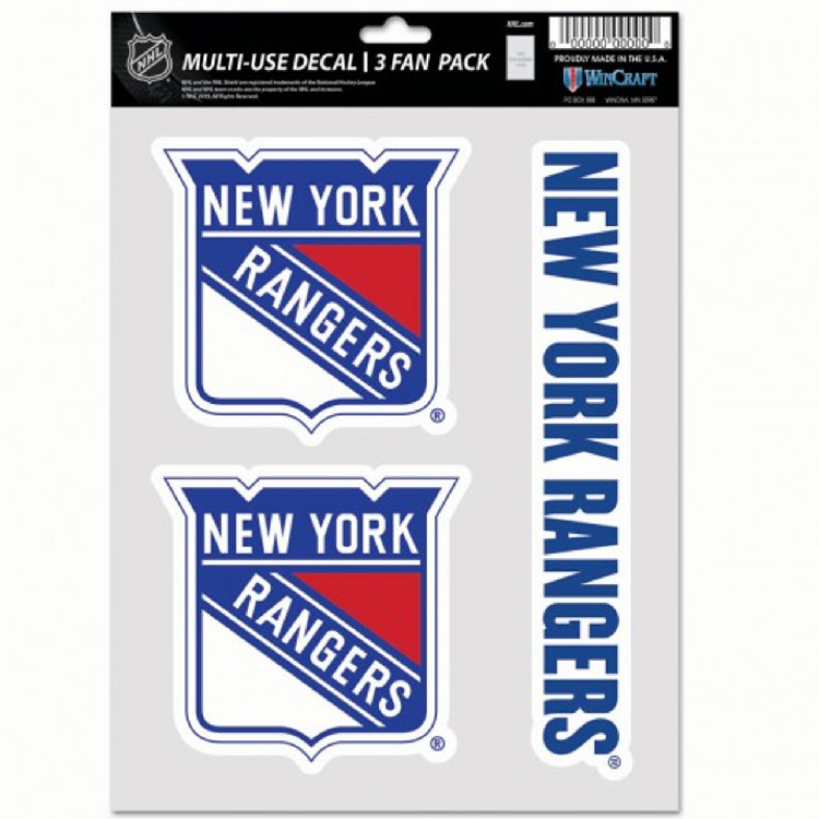 New York Rangers Decal Multi Use Fan 3 Pack