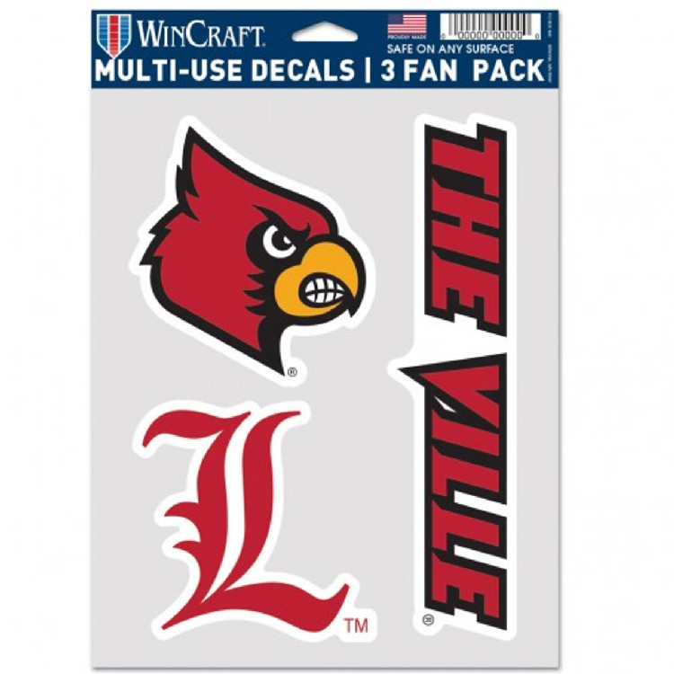Louisville Cardinals Decal Multi Use Fan 3 Pack