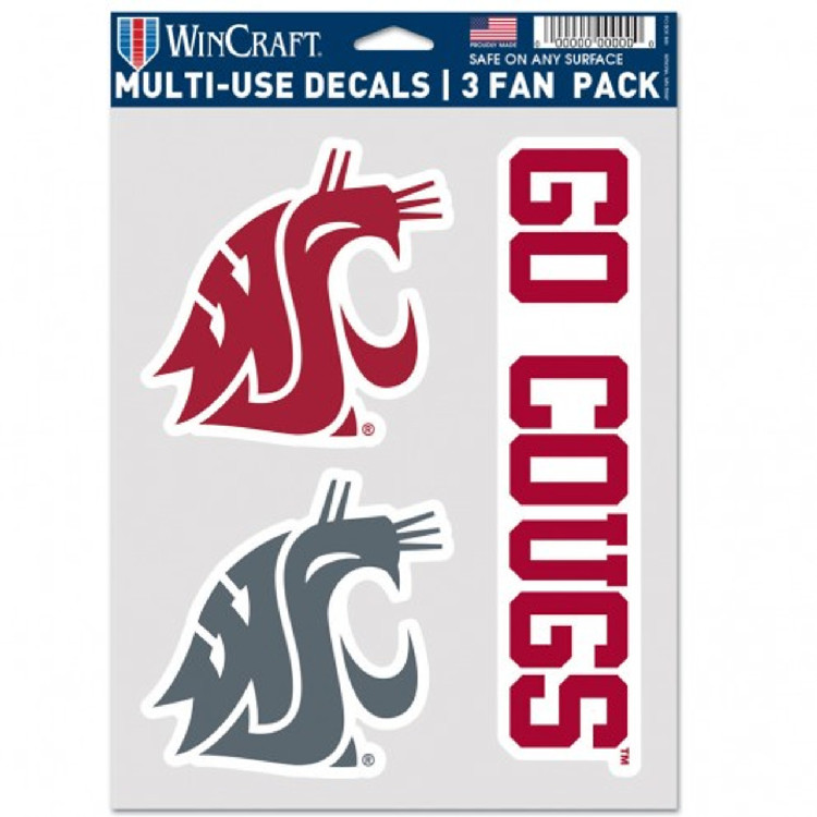 Washington State Cougars Decal Multi Use Fan 3 Pack