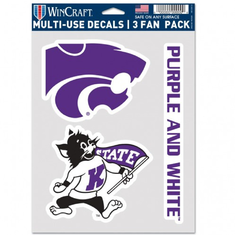 Kansas State Wildcats Decal Multi Use Fan 3 Pack