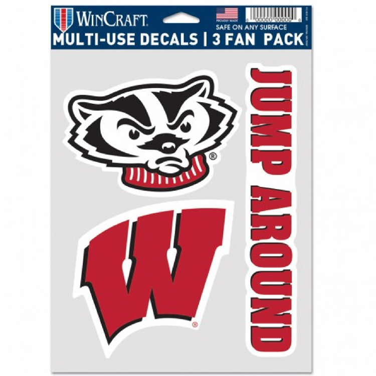 Wisconsin Badgers Decal Multi Use Fan 3 Pack